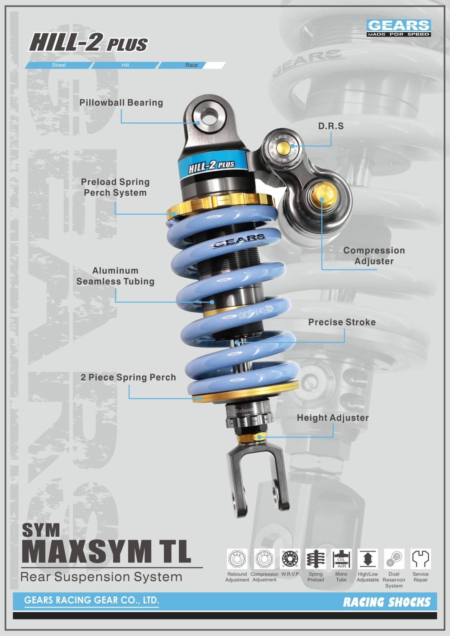 TTLBT 靈龜 508 GEARS H2P 避震器 *SYM SBC 益隆車業* TTLBT 靈龜 508 GEARS H2P 避震器 *SYM SBC 益隆車業*